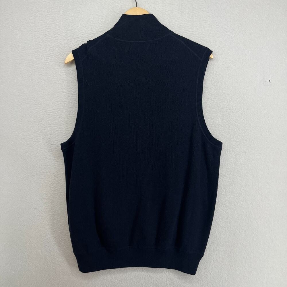 POLO RALPH LAUREN Sweater Vest Mens L Mesh Knit Cotton Full Zip Navy Blue - Picture 2 of 11